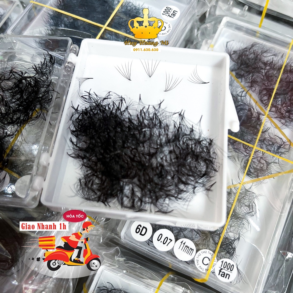 MI Fan 6D - 0,07 - C-D -keo nối mi - Dụng Cụ Nối Mi (Hộp 500 Fan) - HUY HOÀNG MI
