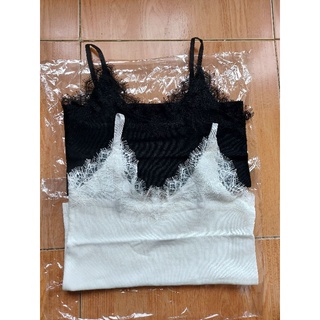 ÁO 2 DÂY ĐEN, TRẮNG PHỐI CỔ REN