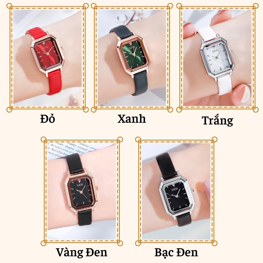 Đồng hồ nữ chính hãng đeo tay dây da chống nước mặt vuông đẹp LaCy Watch V04