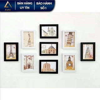 Bộ 9 khung tranh 13x18 ALPHA, Bộ khung ảnh cưới A6 treo tường hiện đại