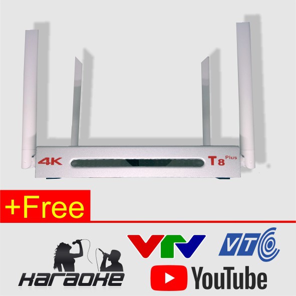 Smart Tivi Box T8 Plus 4 râu ( bạc ) - Tặng thẻ VIP ProSing Karaoke