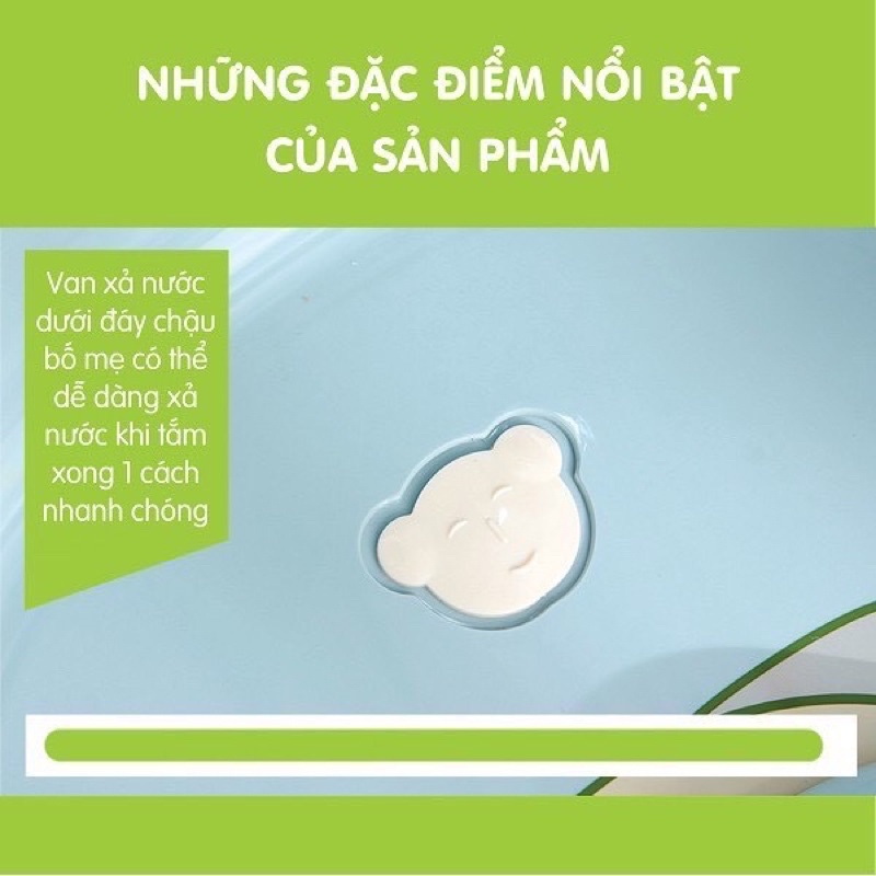 Chậu Tắm Ếch cao cấp cho bé có van thoát nước (kt 85*50*32cm)
