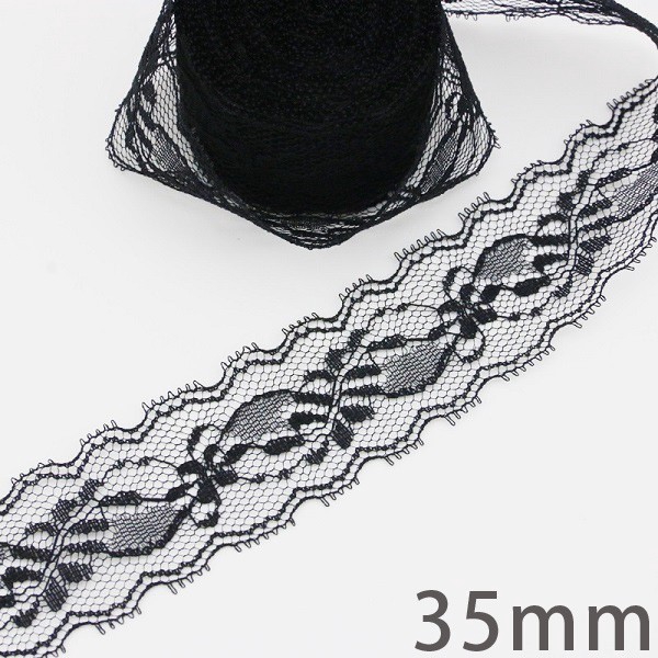 Cuộn Dây Ruy Băng 10 Yards Màu Đen Phối Ren Xinh Xắn Dùng Để Trang Trí Gói Quà