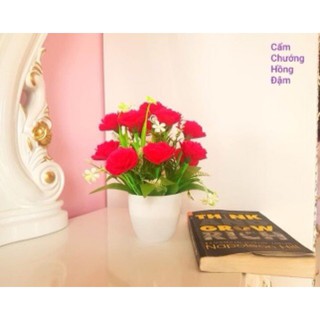 HOA GIẢ-hoa lụa 😍FREESHIP😍Giảm 10K Khi Nhập [PHUOM10K] Nguyên liệu làm hoa cẩm chướng ( cả chậu)