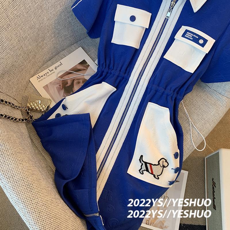 Đầm chiết eo cổ polo thời trang mùa hè 2022 trẻ trung dành cho nữ mặc thường ngày