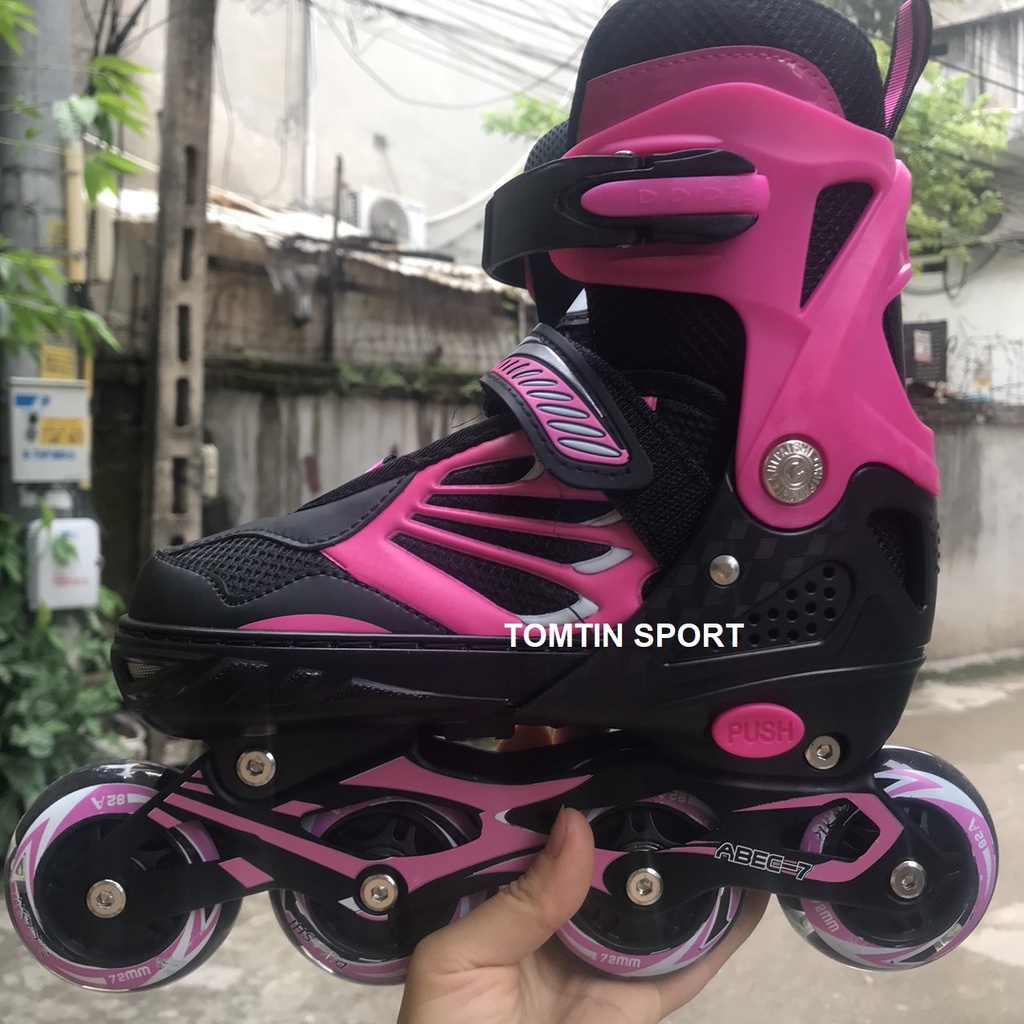 Giày patin trẻ em bánh cao su phát sáng led DIKASHI tặng bảo hộ chân tay cho bé trai và bé gái quà tặng thể thao