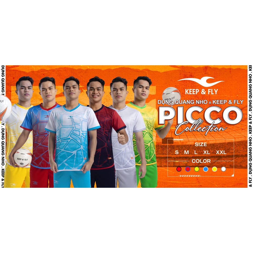 Bộ Áo Bóng Đá KEEP &amp; FLY PICCO Xanh Da Chất Vải K-Light Độc Quyền, Chống Tia UV, Thấm Hút Tuyệt Đối, Thoát Hơi Nhanh