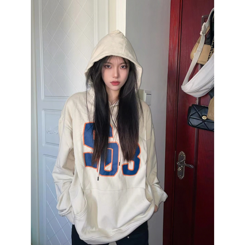 NRVP Áo Hoodie Tay Dài Oversize In Họa Tiết Phong Cách Hàn Quốc Kiểu Mới Cho Nam / Nữ