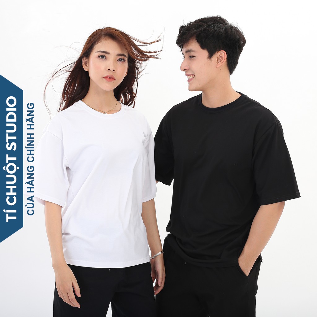 Áo thun trơn, áo phông nam nữ form rộng tay lỡ vải mềm mịn không xù lông cotton 100% - Tí Chuột Studio