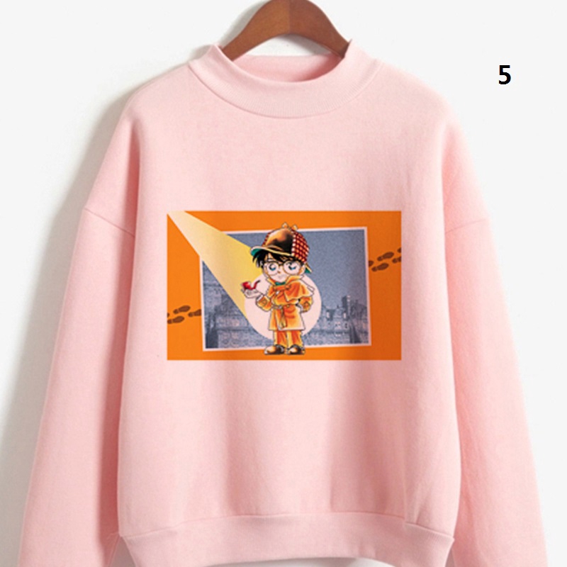 Mới áo sweater cổ cao in hình thám tử Conan