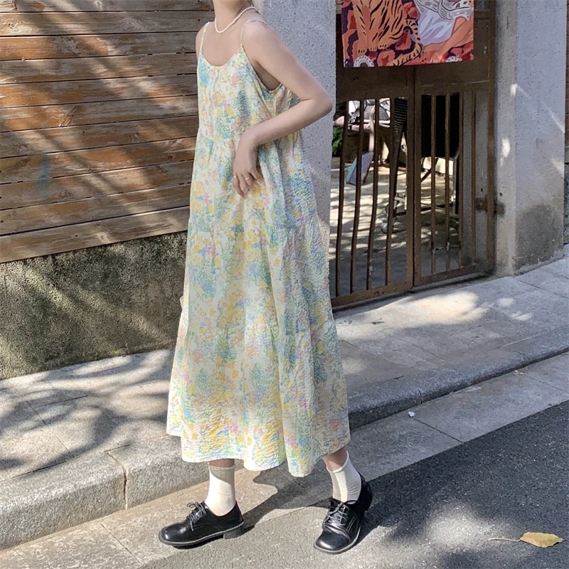 Váy 2 dây hoa nhí chất nhún siêu đẹp siêu xinh, màu ngoài lên chuẩn chỉnh họa tiết hoa nhí