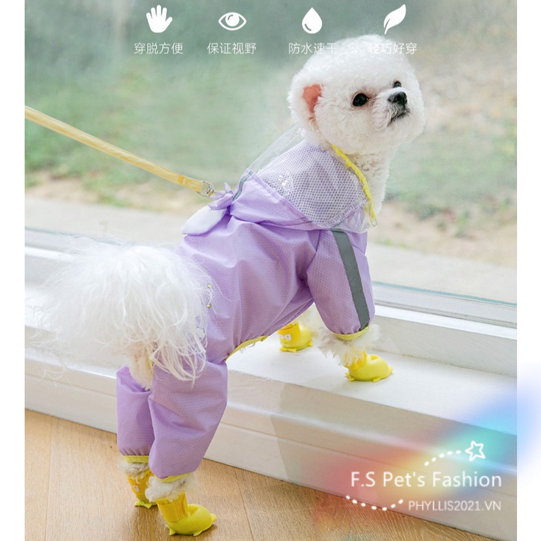 Áo Mưa Thoáng Khí Cỡ Vừa In Họa Tiết Hoạt Hình Đáng Yêu Cho Thú Cưng