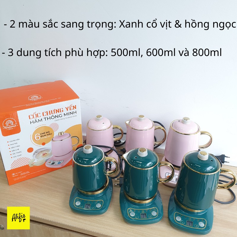 [Video thật] Cốc chưng yến, cốc hầm đa năng 500-800ml kèm đế điện, tặng cốc giữ nhiệt inox