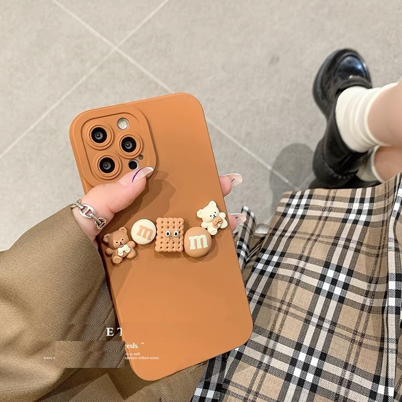 Ốp Điện Thoại Mềm Họa Tiết Gấu Và Bánh Quy Cho CASE FOR Iphone13 Pro Max 12 Pro Max 1