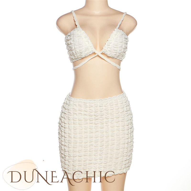DUNEA Set Áo Tank Top Và Chân Váy Lưng Cao Thời Trang Cho Nữ
