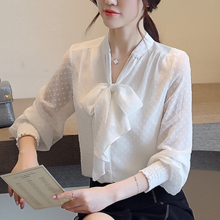 Áo Sơ Mi Voan Công Sở Dài Tay Thanh Lịch Cho Nữ