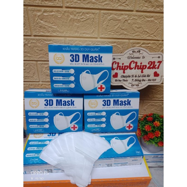 (3d mask) Hộp khẩu trang 3d mask chính hãng Duy Quân trắng 50 cái