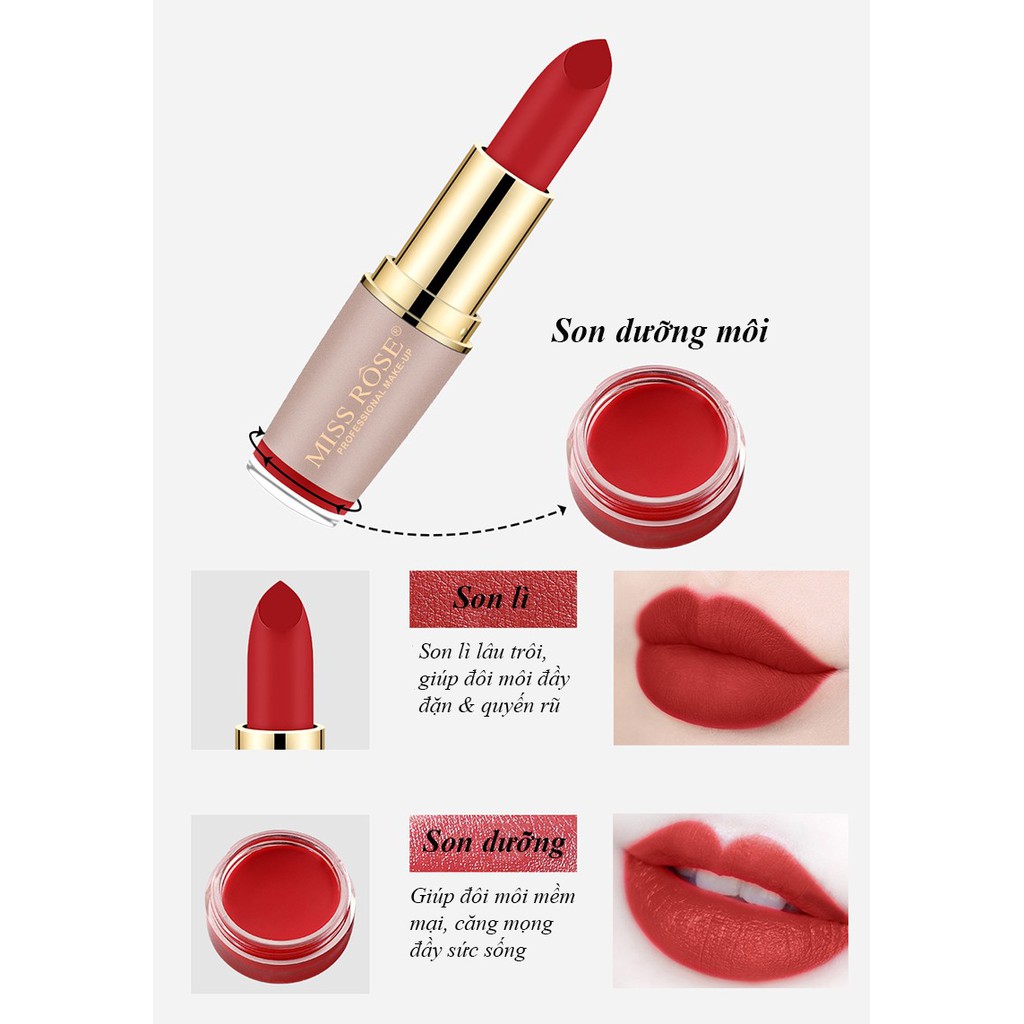 Son thỏi lâu trôi siêu mịn môi MISS ROSE son son trang điểm nội địa Trung ZD-SM62 | BigBuy360 - bigbuy360.vn