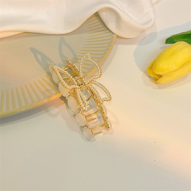 Kẹp Tóc Càng Cua Lưng Vừa Đính Đá Opal Đơn Giản Dành Cho Nữ