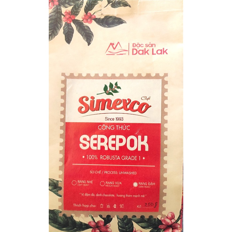 Cà phê bột Simexco - Cà phê nguyên chất rang xay theo công thức Serepok 250gr