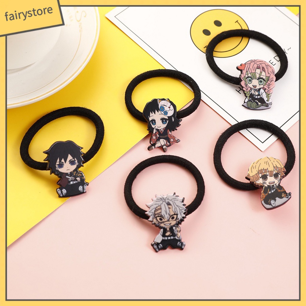 Dây Cột Tóc Bằng Vải Cotton In Họa Tiết Anime Demon Slayer Dễ Thương Cho Nữ