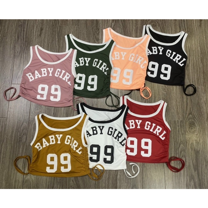 ÁO CROPTOP BABY GIRL 99 RÚT DÂY EO TẬP GYM ẺOBIC NỮ