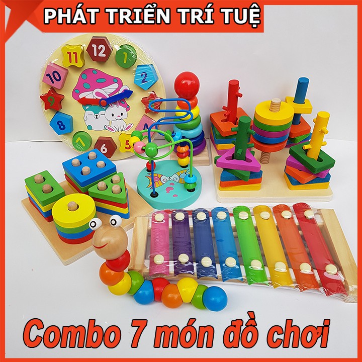 Combo Đồ Chơi Gỗ Phát Triển Trí Tuệ Cho Bé Vừa Chơi Vừa Học