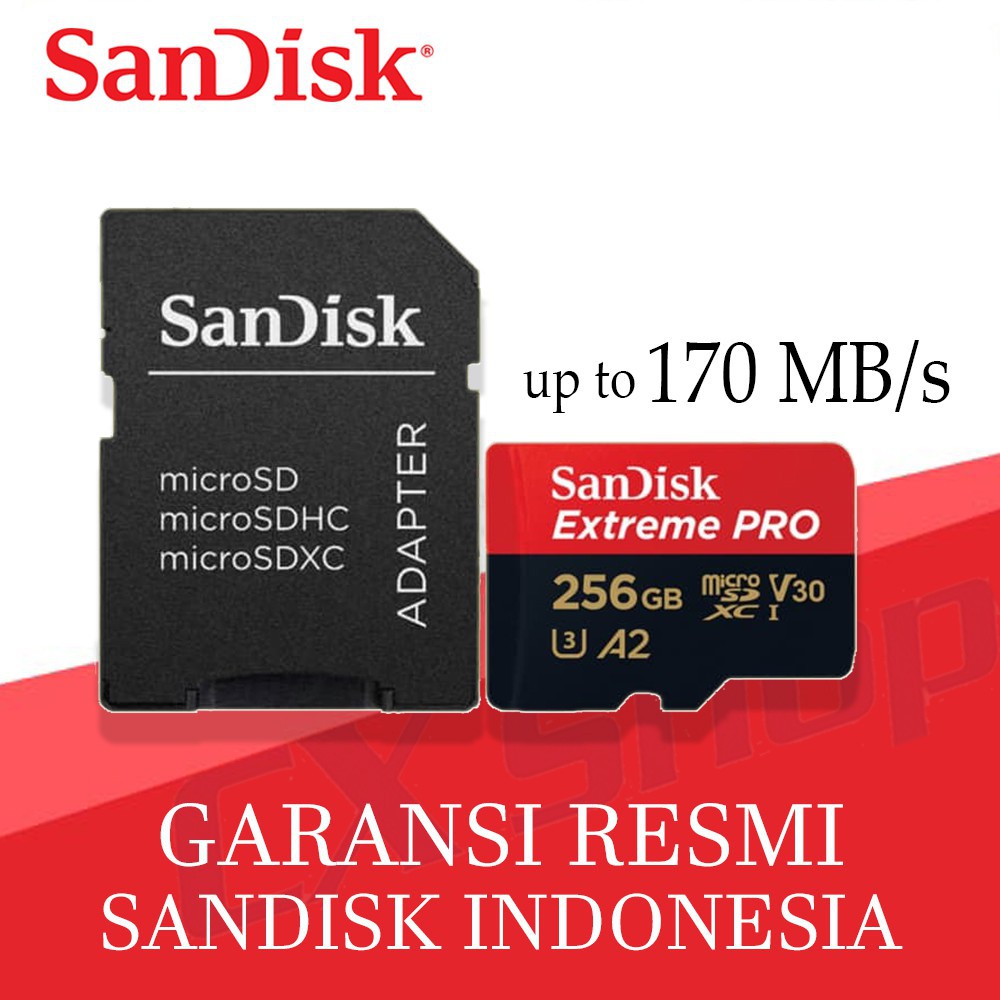 Thẻ nhớ San - Dick MicroSD Extreme Pro Class10 V30 A1/A2 4K upto tối đa 170mb/s + Kèm apdater - Tốc độ siêu cao