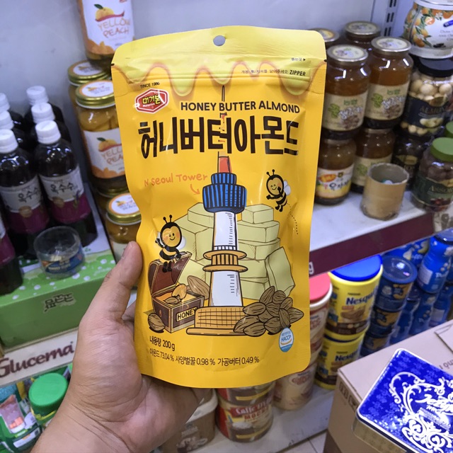 Hạnh Nhân Tẩm Bơ Mật Ong Murgerbon Honey Butter Almond 200g Hàn Quốc (3 Vị Mật Ong Trà Sữa Dâu)