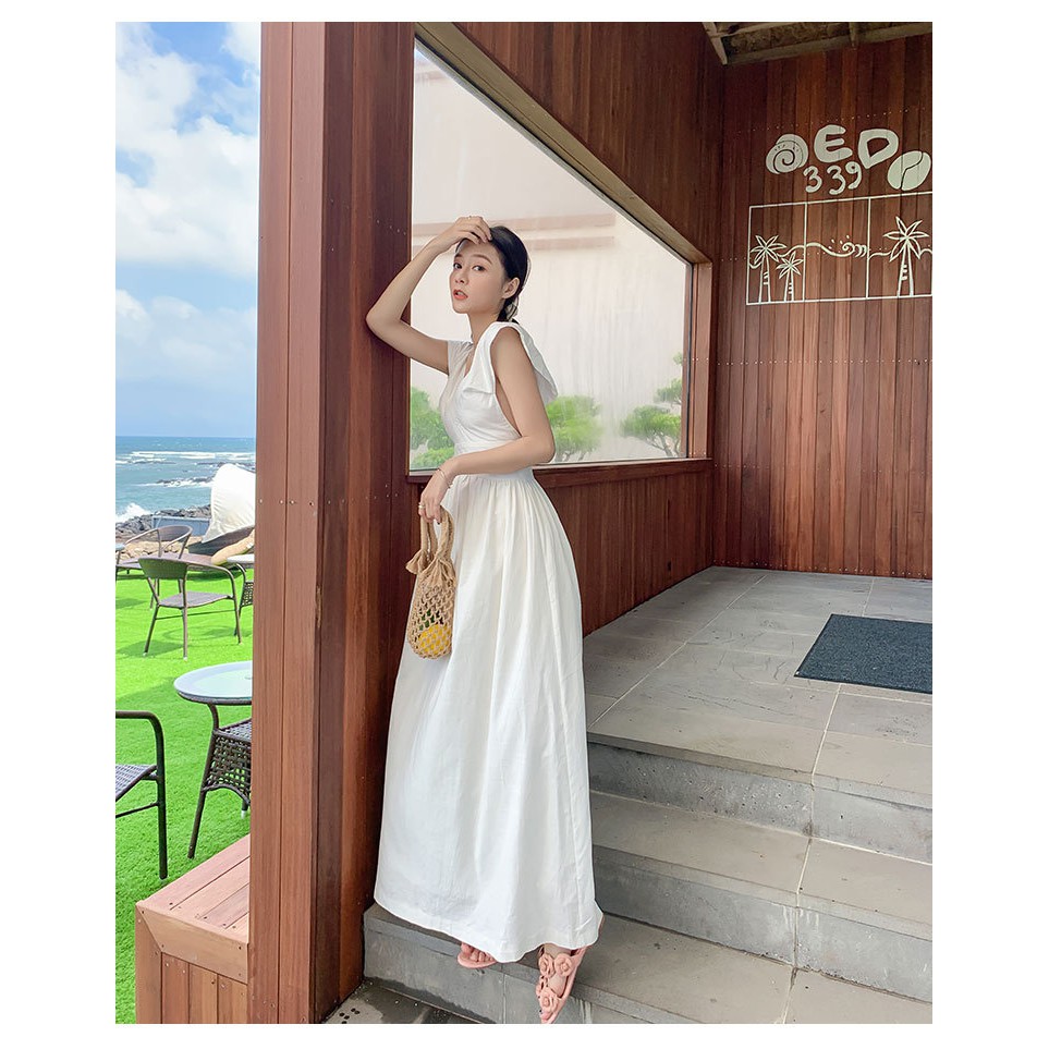 (CÓ SẴN) VÁY MAXI ĐẦM MAXI ĐI BIỂN MAXI TRẮNG HỞ LƯNG BỆT VAI QUẢNG CHÂU | BigBuy360 - bigbuy360.vn
