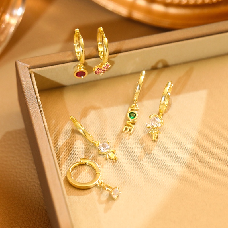 Set 6 khuyên tai JIUDUOLAN mạ vàng nhiều kiểu dáng khác nhau thời trang sang trọng dành cho nữ