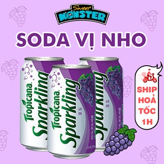 Soda trái cây Tropicana Spakling vị nho, nước giải khát thiên nhiên Hàn Quốc lon 355ml - 35549