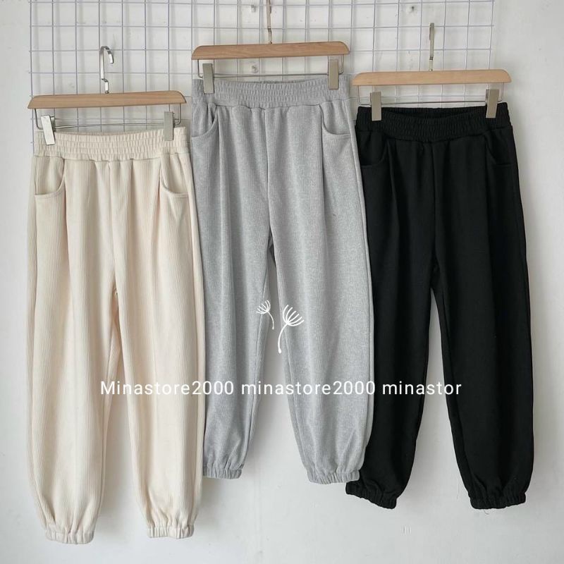 (LOẠI 1/Sẵn/Ảnh thật) Quần nỉ Jogger bo gấu Ulzzang chất nhung tăm thoải mái ấm áp