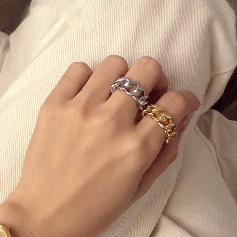 Nhẫn Đeo Tay Kim Loại Thiết Kế Dây Xích Thời Trang Cá Tính Cho Nữ