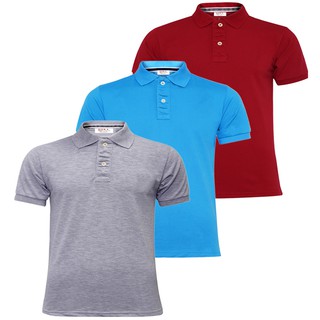 COMBO 3 Áo thun vải cá sấu cao cấp (xám, xanh DĐ, đỏ đô)-DK005