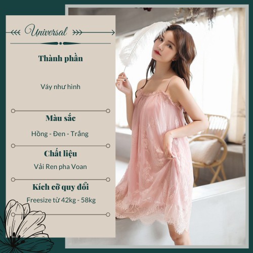 Váy Ngủ Lụa Viền Ren Chất Satin Mỏng Nhẹ Cao Cấp Sexy Gợi Cảm UNIVERSALXXX - DNS17