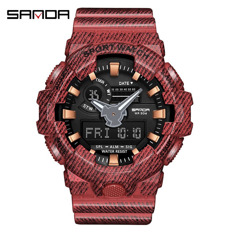 Đồng hồ điện tử - kim thể thao thời trang nam chính hãng dây nhưa cao cấp Sanda PKHRSA006