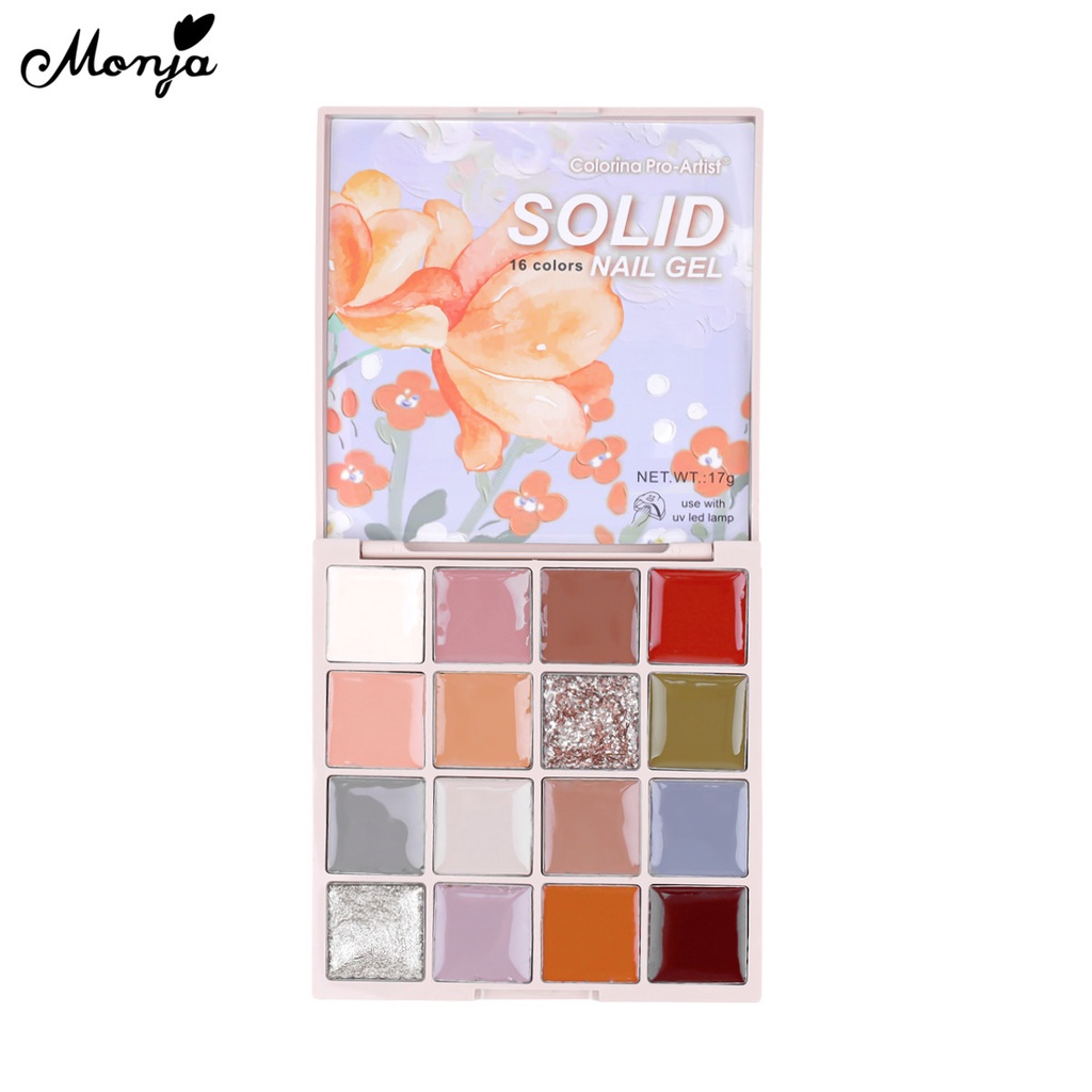 Bảng gel sơn móng tay MONJA 16 màu sắc kết hợp đa năng tiện lợi