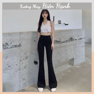 Quần ống loe - quần legging cạp cao tôn dáng chất cottong co dãn 4 chiều Hiện hạnh combo quà tặng kẹo