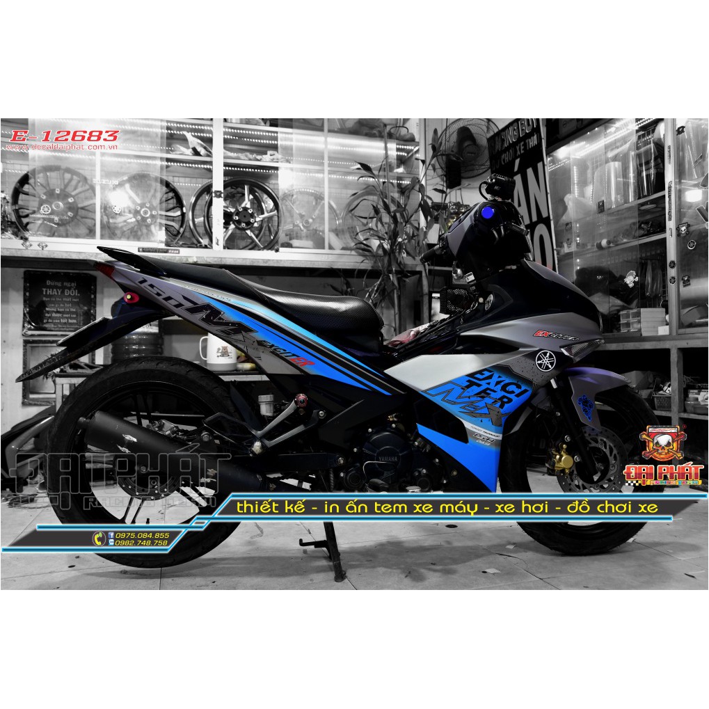 Tem Trùm Xe Exciter 150 MX Xám Xanh Nhám Mã sản phẩm E-12683