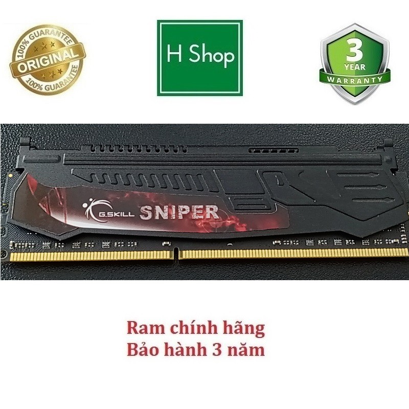 RAM TẢN NHIỆT 8GB DDR3 BUS 1333 overclock 1600 ram bộ hiệu G SKILL SNIPER, hàng tháo máy chính hãng bảo hành 6 tháng