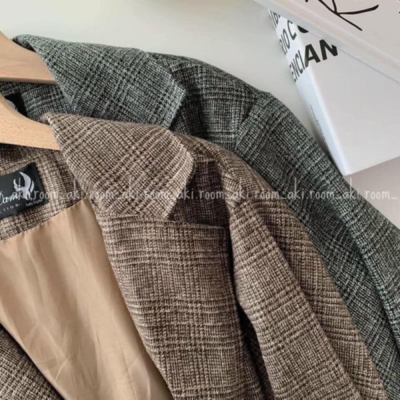 Áo blazer dạ kẻ Hàn Quốc 2 lớp (video/sẵn) | BigBuy360 - bigbuy360.vn