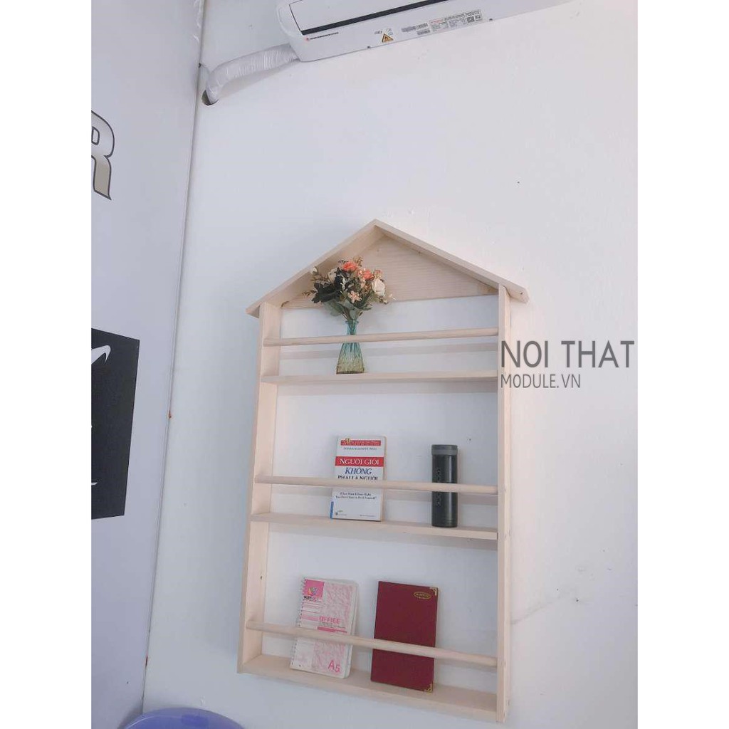 Kệ sách treo tường decor cho bé, Kệ sách trang trí cho bé yêu sản phẩm làm từ gỗ thông tự nhiên