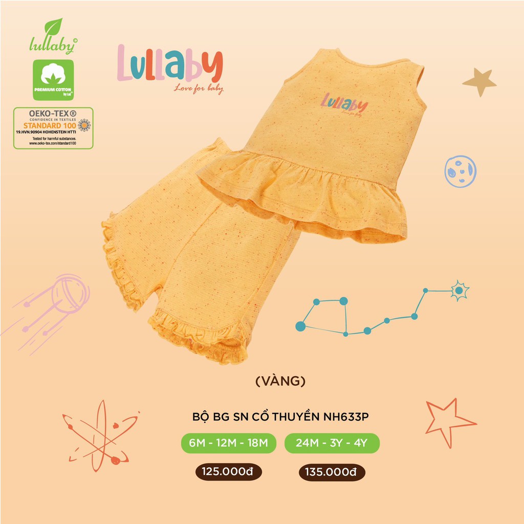 Bộ Lullaby ba lỗ Premium cotton cao cấp mỏng nhẹ thấm hút tốt chấm muối tiêu cho bé trai bé gái Nh632P NH633P