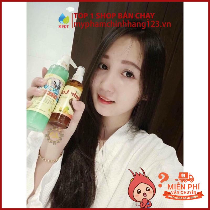 ( CHÍNH HÃNG ) Bộ 3 sp (TINH DẦU BƯỞI + DẦU GỘI BƯỞI + DẦU XẢ BƯỞI SỮA DỪA)Kích mọc tóc dày, dài, mềm mượt,ngăn rụng tóc