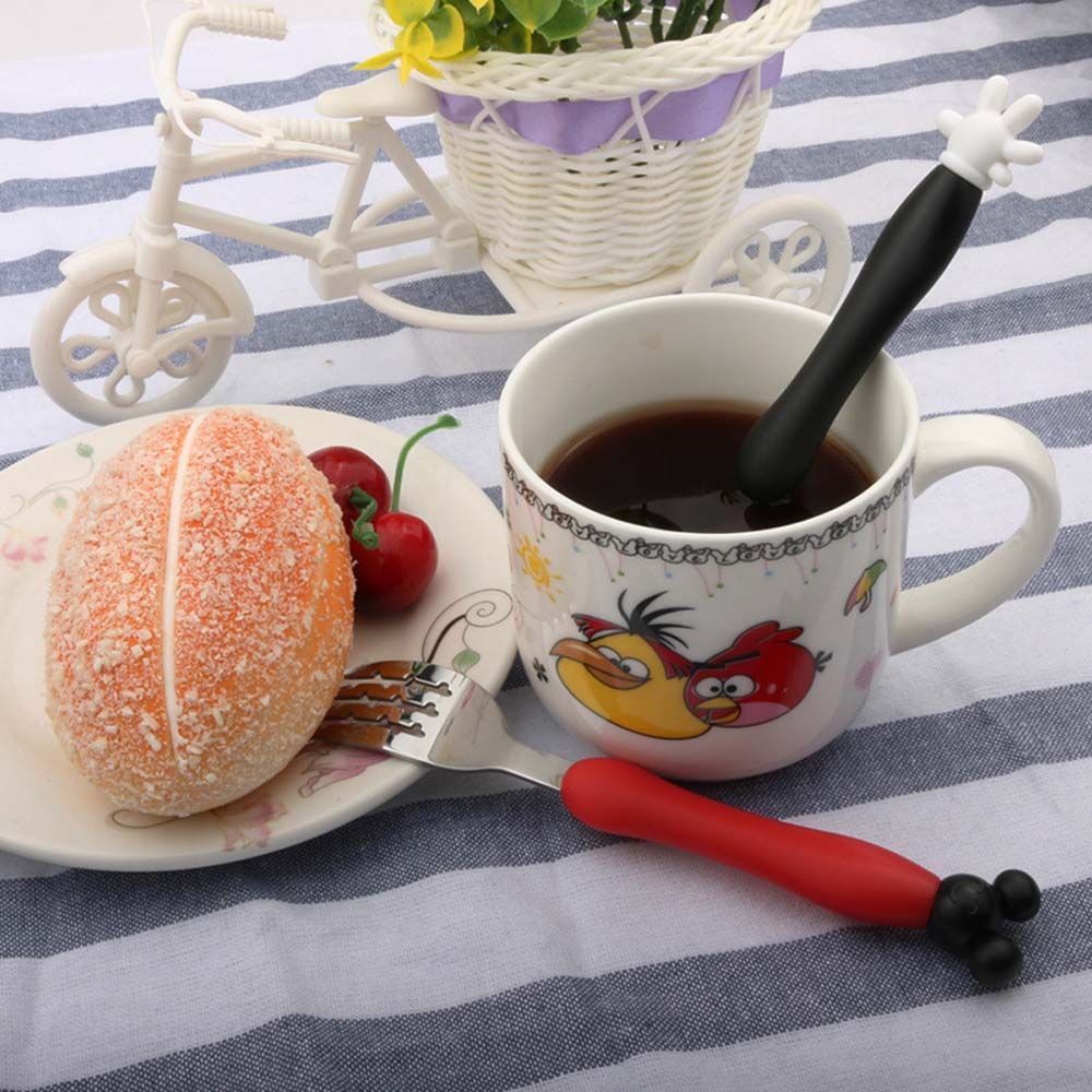 Bộ muỗng nĩa bằng thép không gỉ 2 món họa tiết hoạt hình cho bé