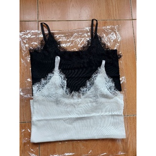 ÁO 2 DÂY ĐEN, TRẮNG PHỐI CỔ REN