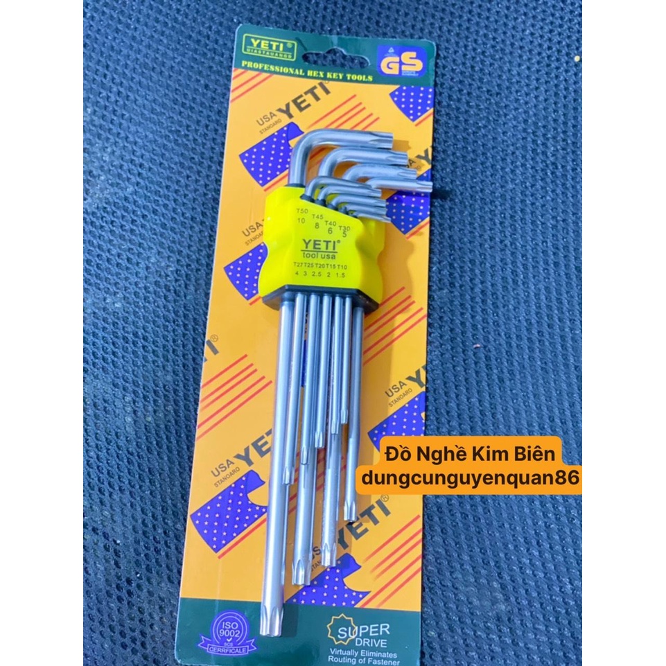 Bộ lục giác đầu bi hoặc đầu bông 9 món Yeti đa năng