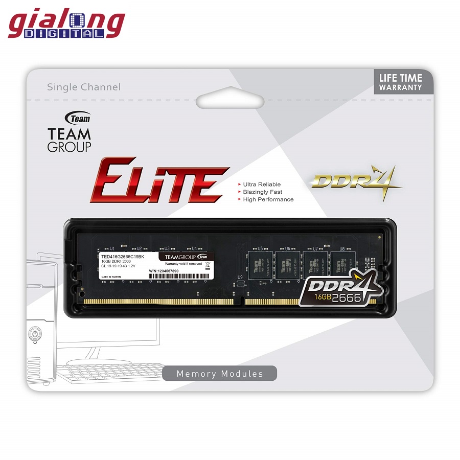 RAM PC ELITE 8GB BUS 2666 DDR4 TEAMGROUP. Bảo hành 5 năm toàn quốc