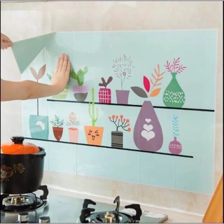 Giấy dán tường bếp chắn dầu mỡ hình dễ thương